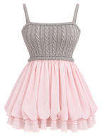 Lovergirl Cable Knit Chiffon Babydoll Dress