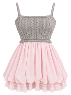 Lovergirl Cable Knit Chiffon Babydoll Dress