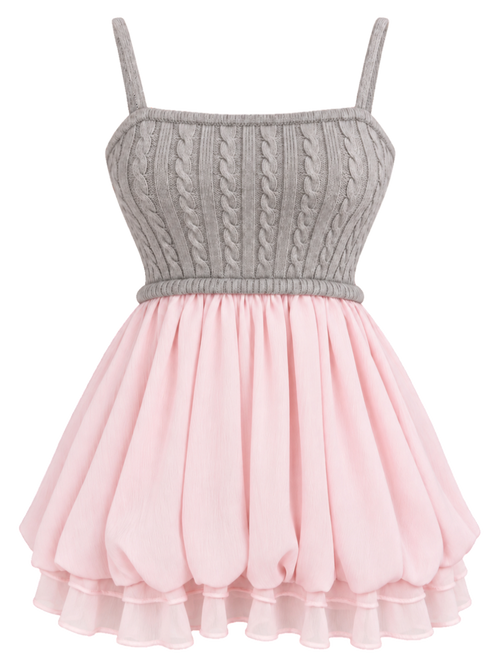 Lovergirl Cable Knit Chiffon Babydoll Dress