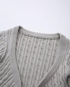 Lovergirl Tie Front Cable Knit Cardigan (Grey)