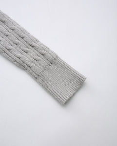 Lovergirl Tie Front Cable Knit Cardigan (Grey)