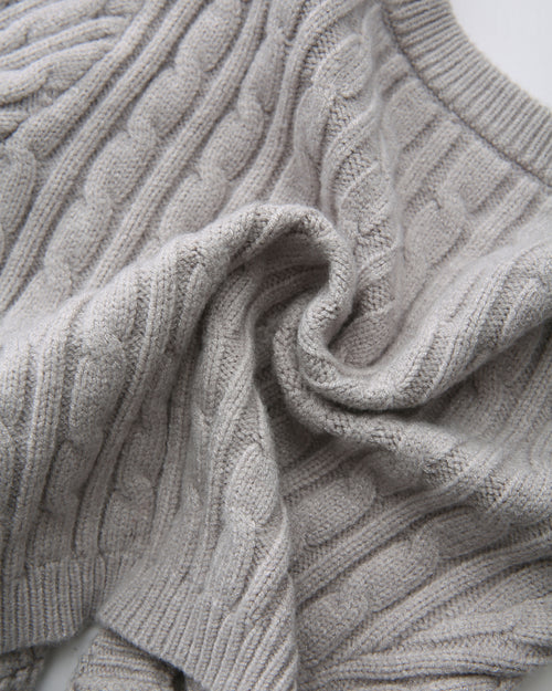 Lovergirl Tie Front Cable Knit Cardigan (Grey)