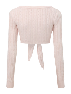 Lovergirl Tie Front Cable Knit Cardigan (Pink)