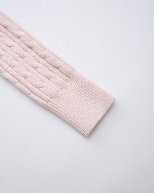 Lovergirl Tie Front Cable Knit Cardigan (Pink)