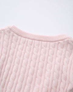 Lovergirl Tie Front Cable Knit Cardigan (Pink)
