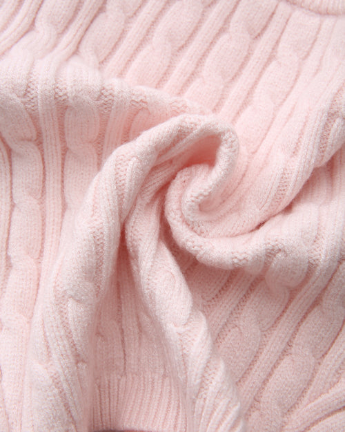 Lovergirl Tie Front Cable Knit Cardigan (Pink)