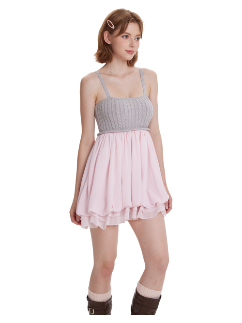 Lovergirl Cable Knit Chiffon Babydoll Dress