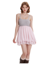 Lovergirl Cable Knit Chiffon Babydoll Dress