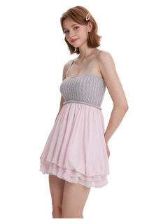 Lovergirl Cable Knit Chiffon Babydoll Dress