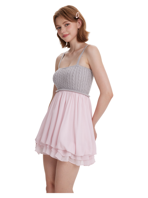 Lovergirl Cable Knit Chiffon Babydoll Dress