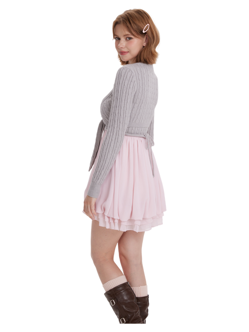 Lovergirl Cable Knit Chiffon Babydoll Dress