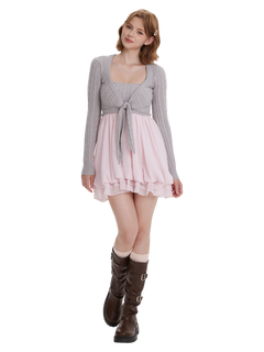 Lovergirl Cable Knit Chiffon Babydoll Dress