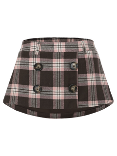 Blair Preppy Plaid Mini Skirt (Brown)