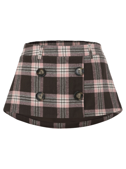 Blair Preppy Plaid Mini Skirt (Brown)