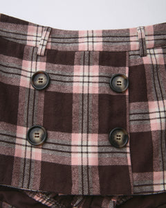 Blair Preppy Plaid Mini Skirt (Brown)