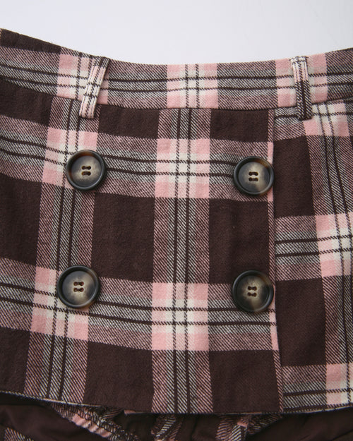 Blair Preppy Plaid Mini Skirt (Brown)