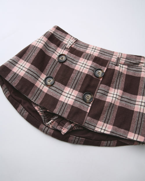Blair Preppy Plaid Mini Skirt (Brown)