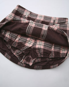 Blair Preppy Plaid Mini Skirt (Brown)