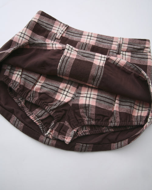 Blair Preppy Plaid Mini Skirt (Brown)
