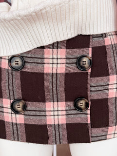 Blair Preppy Plaid Mini Skirt (Brown)