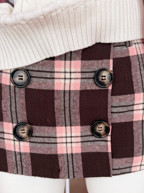 Blair Preppy Plaid Mini Skirt (Brown)