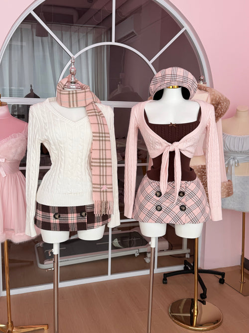 Blair Preppy Plaid Beret (Pink)