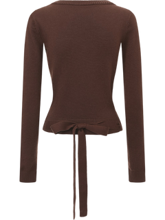Ballet knit wrap cardigan in brown by Angel Ruche, photo 12