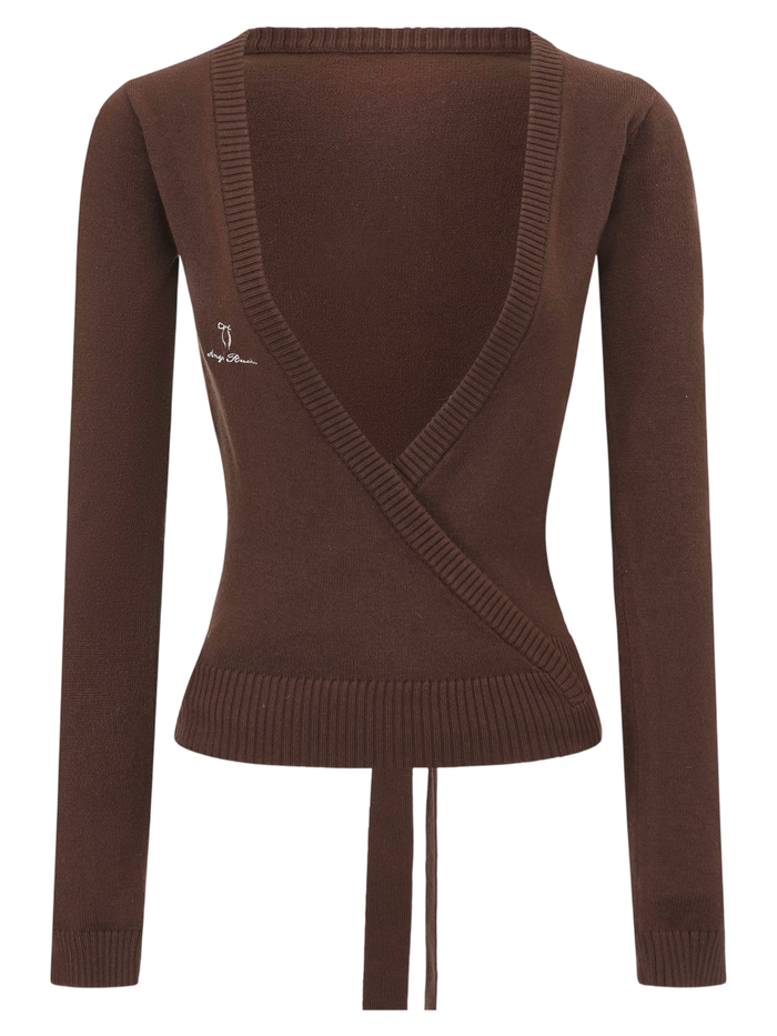 Ballet Knit Wrap Cardigan (Brown)