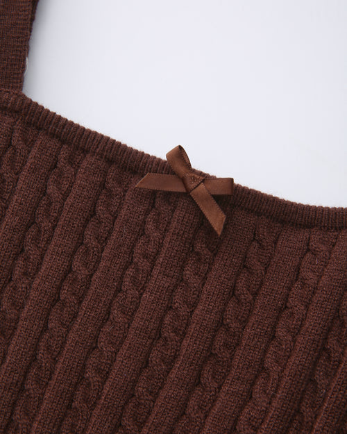 Colette cable knit cami top in brown by Angel Ruche, photo 22