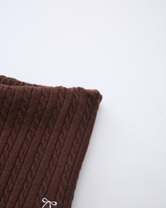 Colette cable knit fold over pants in brown by Angel Ruche, photo 9