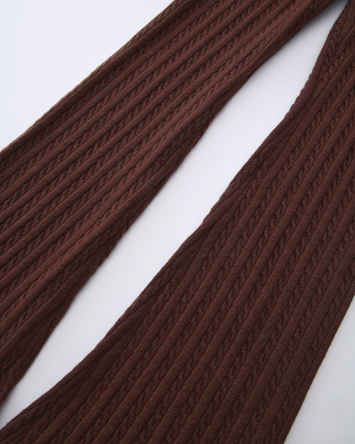 Colette cable knit fold over pants in brown by Angel Ruche, photo 11