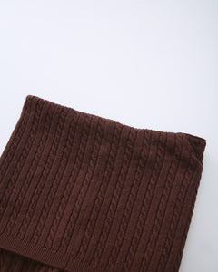 Colette cable knit fold over pants in brown by Angel Ruche, photo 12