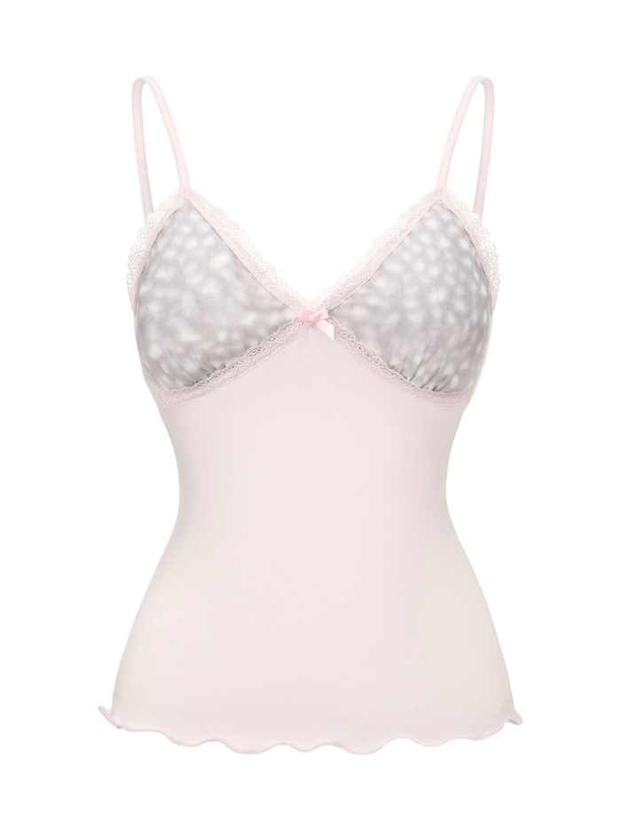 Snow Deer Print Chiffon Cotton Cami（Grey）
