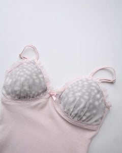 Snow Deer Print Chiffon Cotton Cami（Grey）