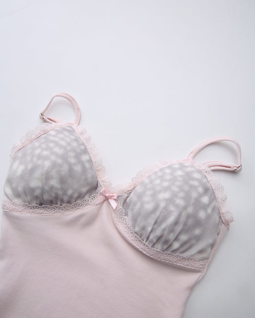 Snow Deer Print Chiffon Cotton Cami（Grey）
