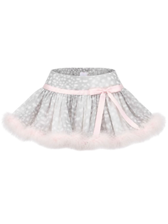 Snow Deer Print Chiffon Fur Mini Skirt（Grey）