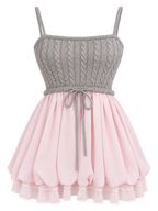 Lovergirl Cable Knit Chiffon Babydoll Dress