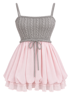 Lovergirl Cable Knit Chiffon Babydoll Dress