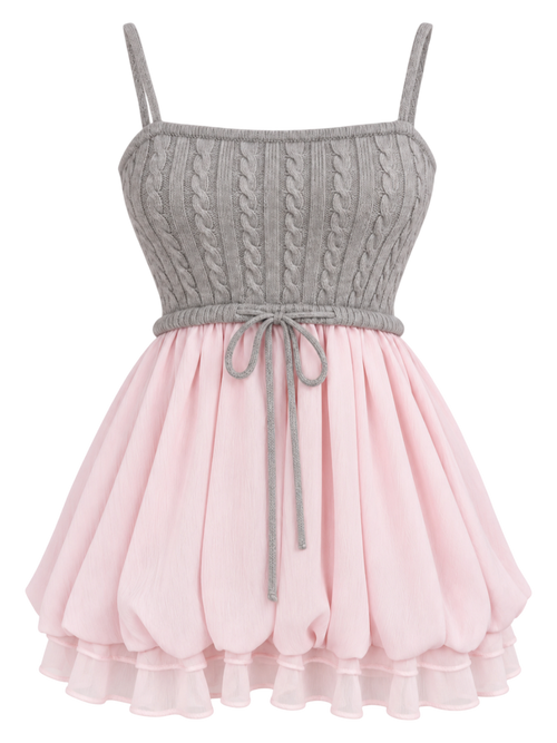 Lovergirl Cable Knit Chiffon Babydoll Dress