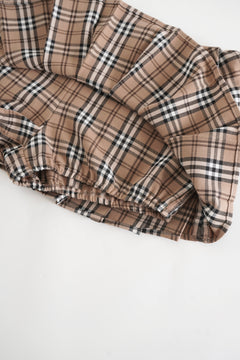 Girly Plaid Pleated Mini Skirt (Khaki)