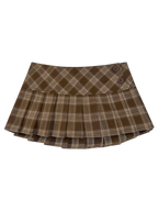 Girly Plaid Pleated Mini Skirt (Brown)