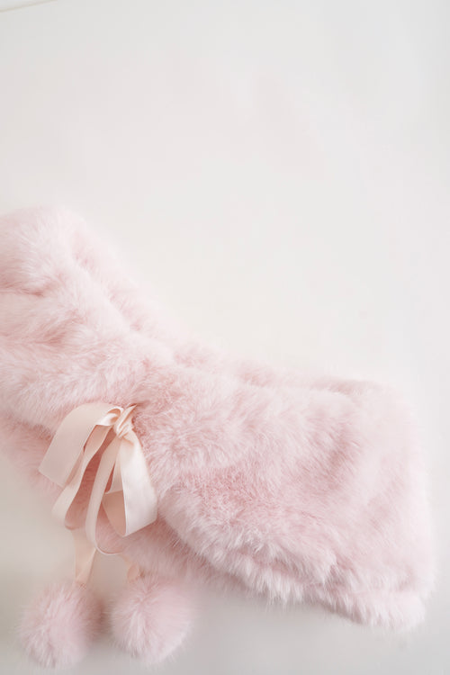 Sugar Pom Fur Pullover Stretchy Shoulder Cape (Pink)