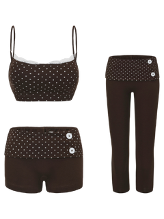 Whimsy Doll Cotton Polka Active Bralette(Brown)