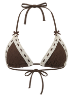 Coquette Cotton Eyelet Bikini Top (Brown)