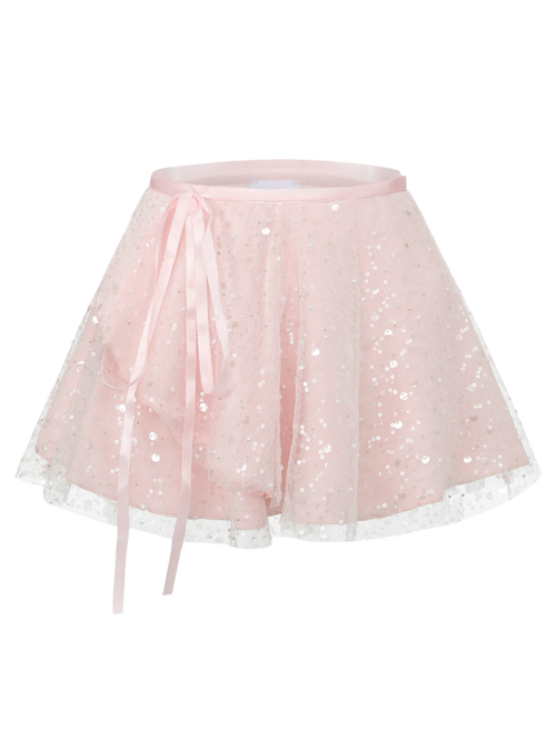 Pirouette Babydoll Wrap Skirt (Sequin Pink)