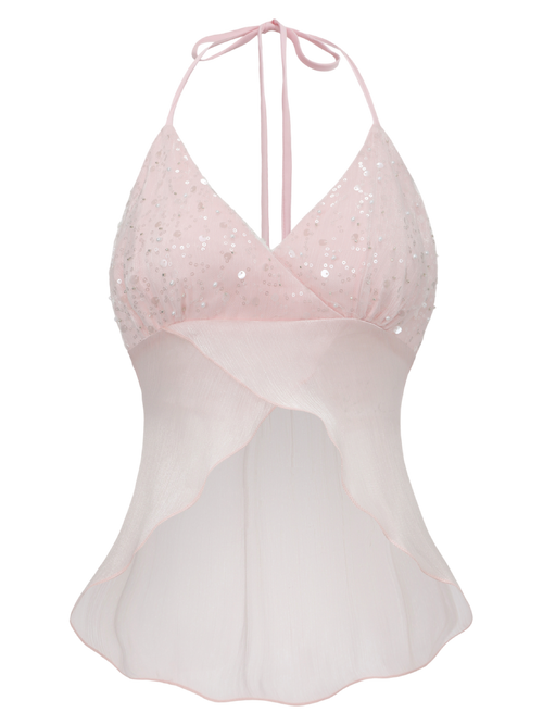 Pirouette Babydoll Wrap Top (Sequin Pink)