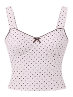 Whimsy Doll Cotton Active Top（Brown Polka）