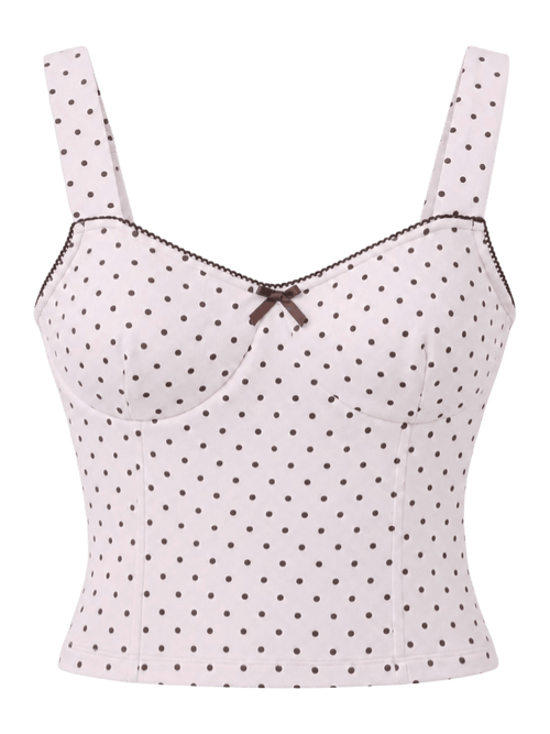 Whimsy Doll Cotton Active Top（Brown Polka）