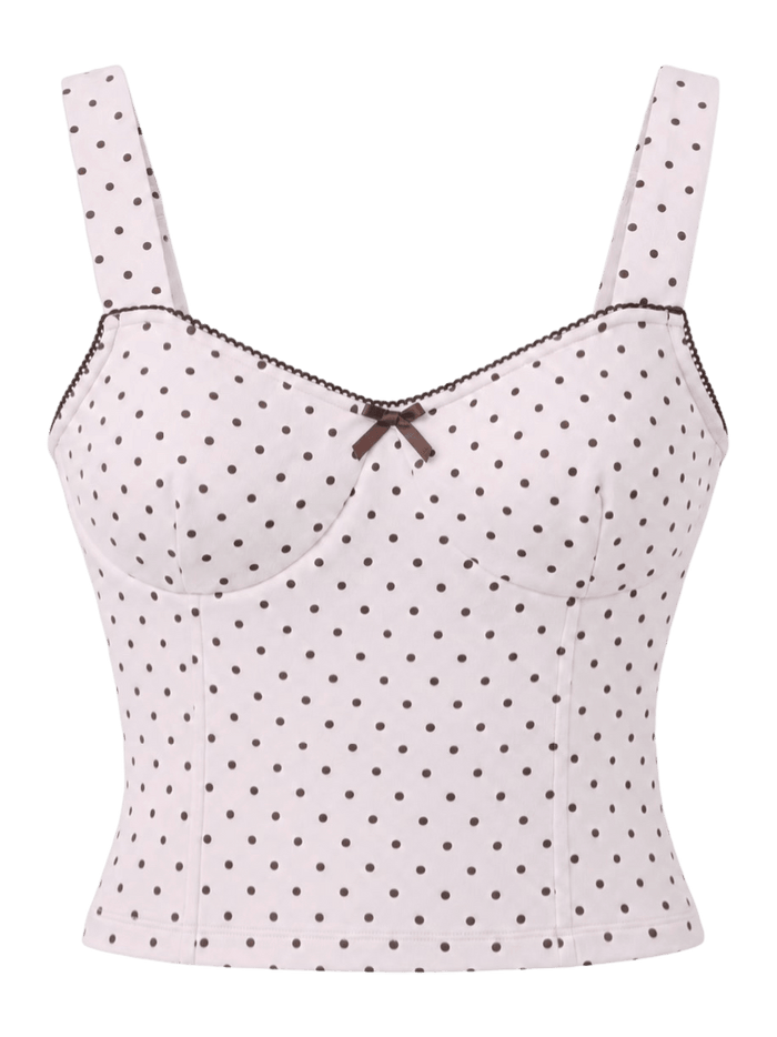 Whimsy Doll Cotton Active Top（Brown Polka）