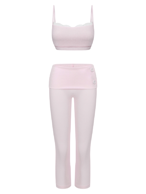 Whimsy Doll Cotton Polka Active Bralette(Pink)